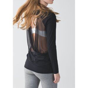 Lululemon If Youre Lucky Long Sleeve Mesh Open Back Tee Black Size 6